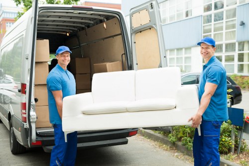 Van loading reusable and recyclable items for a sustainable move in Belsize Park